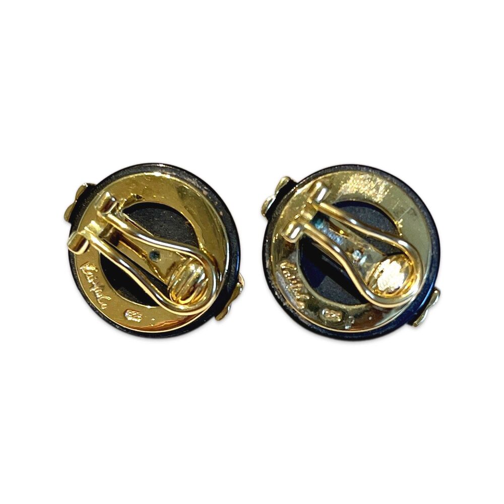 Vintage Retro Kai Yin-Lo Onyx Vermeil Clip-on Earrings - Picture 2 of 3